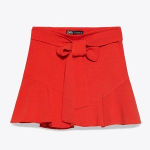 red ZARA skirt (skort; shorts underneath)